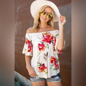 Floral Off the Shoulder Top - 3X